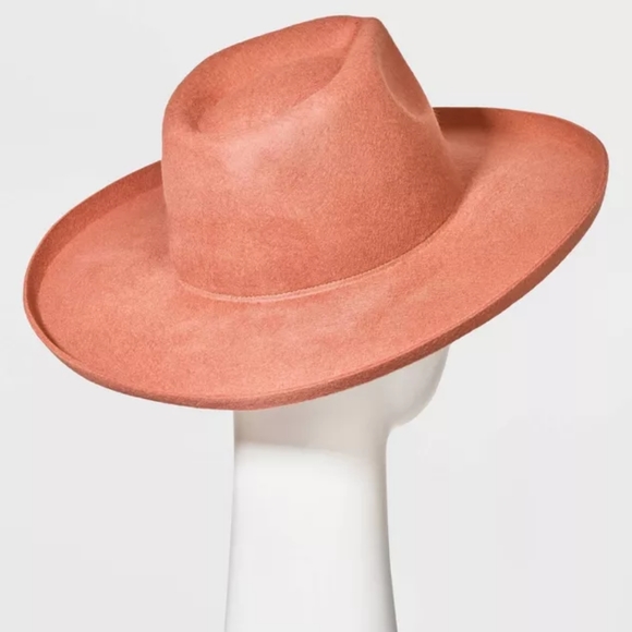 a new day Accessories - NWT Universal Thread Women's Upturned Wide Brim Felt Fedora Hat Terracotta Pink